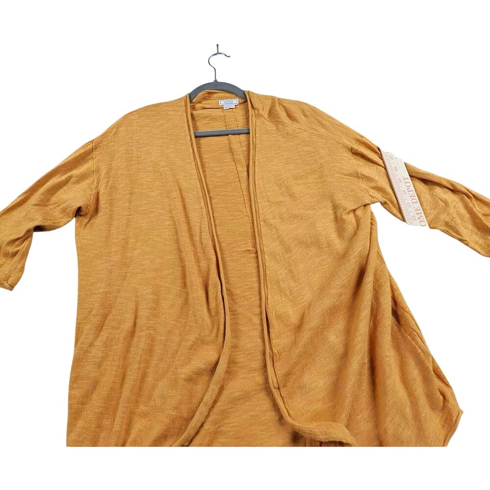 Fat Face Ramie Cotton Cardigan US 2 Mustard Open Front Lightweight Sweater 0002